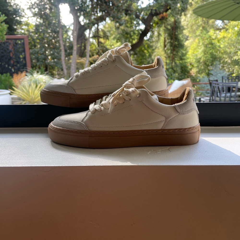 Hirundo Cream and Tan Sneakers, leather, cork insole -EU 36